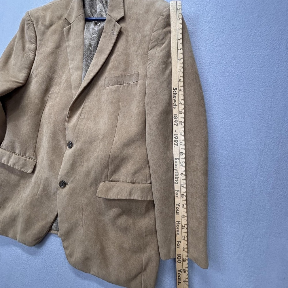 Chaps Blazer Mens 44R Tan Faux Suede Sport Coat 2 Button Notch Lapel Paisley - Picture 6 of 11